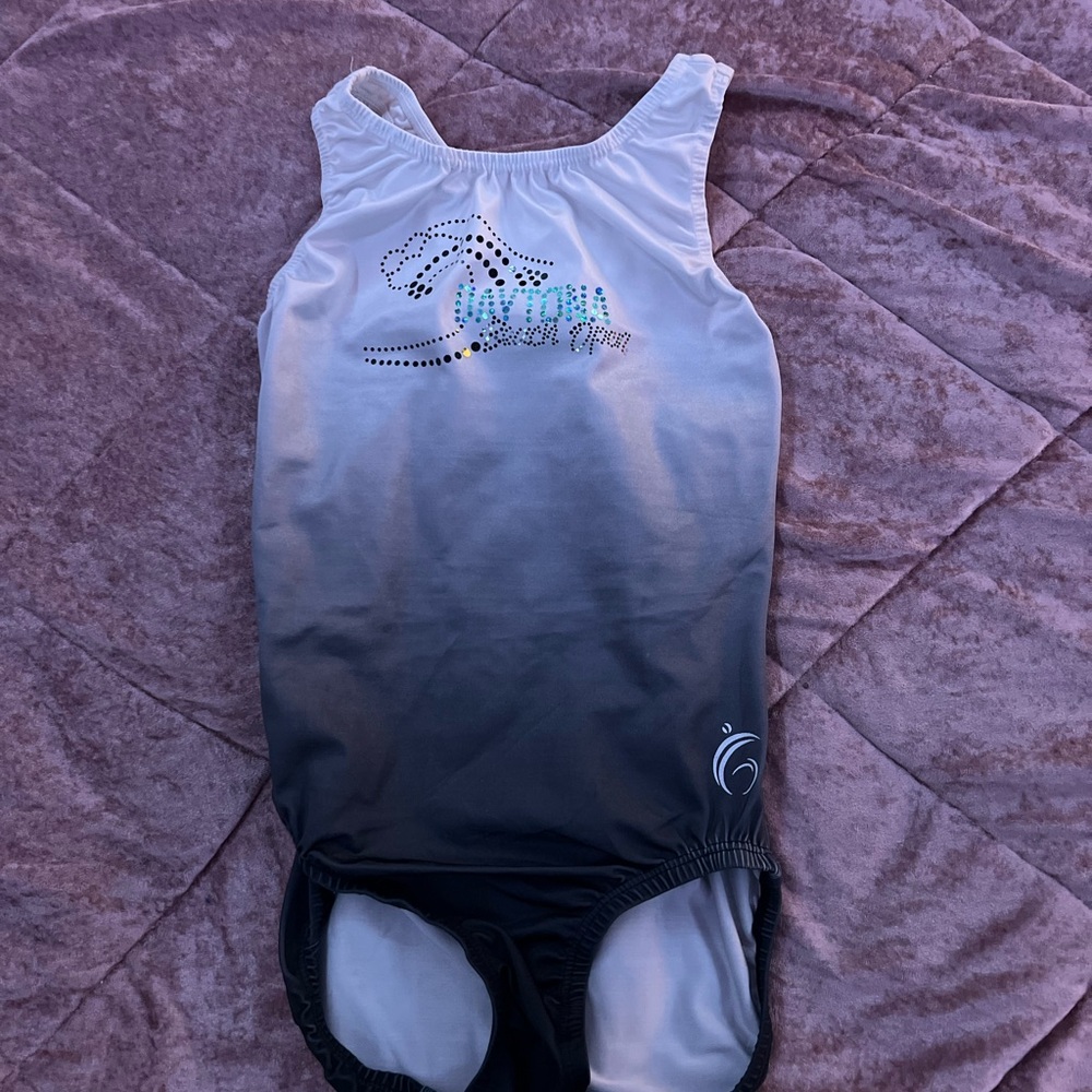 GK Elite Black and White Gymnastics Leotard